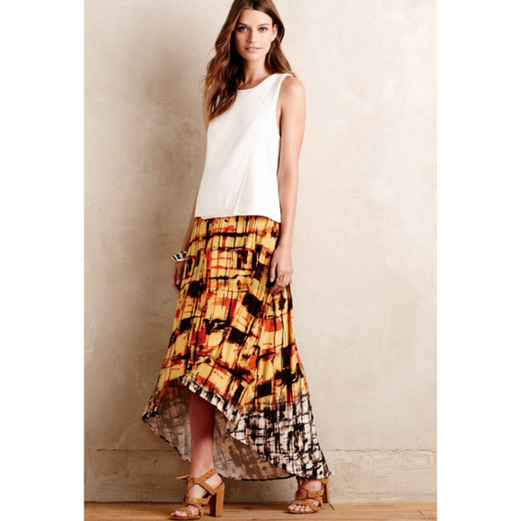 Ranna Gill S Maxi Skirt Sunlit Wrap Front Brown Orange Anthropologie Midi Boho - Picture 1 of 10